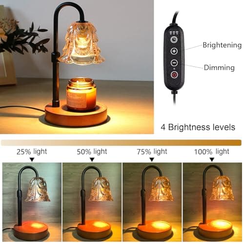 ANFOOS Candle Warmer Lamp with Timer and Dimmer, Adjustable Height Flameless Wax Melter for Jar Candles, 4-Level Brightness Control Electric Candle Warmer with 2 Bulbs, Home Decor Gift - Thumbnail 3