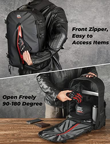 KEMIMOTO Motorcycle Helmet Backpack, 20L Storage Bag with Expandable Hidden Net for Full Face Helmet, Riding & Daily Commute Gift for Men - Thumbnail 5