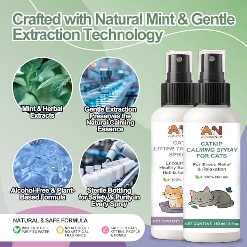 AutumnNest Cats Calming & Litter Training Spray Kit – 2-Pack 150ml Duo, Cat Training Spray with Catnip Calm & Cat Litter Attractant, Helps Stop Cats from Urinating in House, Safe Behavior Aid - Thumbnail 5