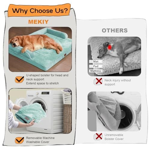 Large Dog Bed Orthopedic Washable, Orthopedic Dogs Bed with Removable Bolsters, Washable Beds for Large Dogs, Waterproof Pet Beds and Non-Slip Bottom, Extra Aqua Blue XXXLarge Dog Sofa - Thumbnail 3
