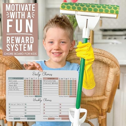 Hadley Designs Magnetic Chore Chart for Kids Multiple - Chores Board for Refrigerator, Dry Erase Task Chart for 2 Kids Daily Behavior, Family Weekly Planner Teens and Adults, Boho Pastel Chore Board - Thumbnail 6