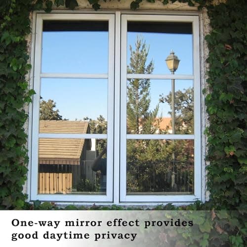 JAYONG One Way Window Privacy Film - Window Tint for Home, Heat Blocking Reflective Mirror Glass Window Film for Home Office Door, Static Cling & Anti UV, Black Silver, 29.5 x 78.7 Inch - Thumbnail 6