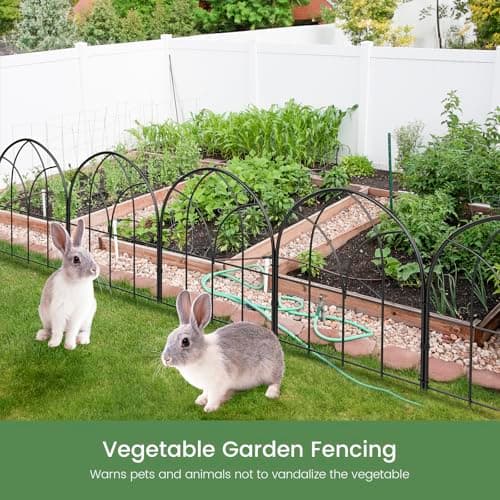 Youpehom Small 12.55"*16.53" Decorative Garden Fencing Border, No Dig Fences Barrier, Black Metal Fence, Garden Edging Fence Panel, Dog Fence Outdoor for Yard, Flower Bed (6 pcs) - Thumbnail 6