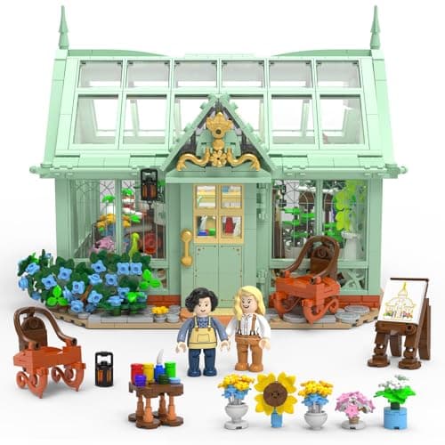 Xbert Greenhouse Building Set with 2 Minifigures, Flower House Building Blocks, Botanical Tiny Plants DIY Miniature House Kit, Creative Garden Playset Toy, Gift for Girls and Women - Image 1