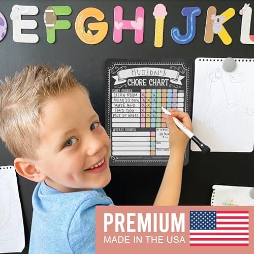 Hadley Designs Magnetic Chore Chart for Kids Multiple Kids – Dry Erase Chores Chart for Adults and Teens, Responsibility Task List for Family, Fridge Task Board Tracker at Home, Chalkboard Chore Board - Thumbnail 5