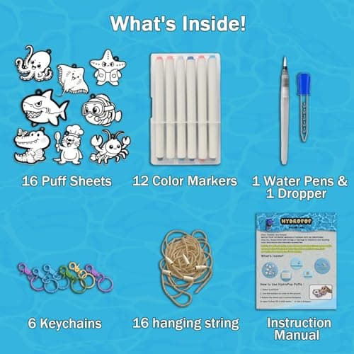 WurLoo 3D Art Kit - Aqua Puffs Ocean Panl, Easter Basket Stuffers, Magic Foam Texture Painting Kit, Mess-Free Craft for Kids, Creative & Travel Toy for Girls & Boys Ages 4-10 - Thumbnail 5