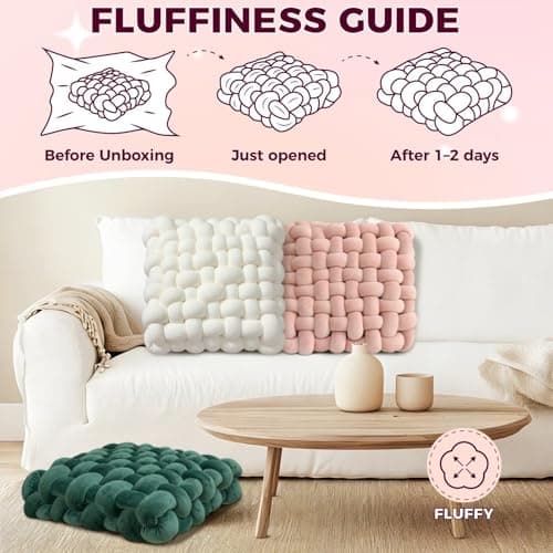 Jaysydd Knot Throw Pillows Square Emerald Green Throw Pillows Soft Accent Pillows Decoration Cushion for Couch Home Office Living Room Bedroom Bed Sofa Decor 15.7" - Thumbnail 6
