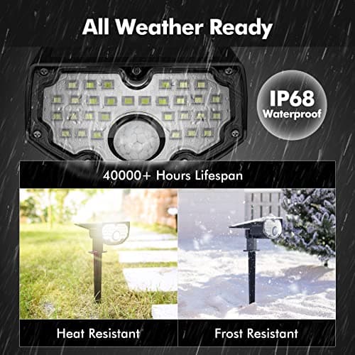 AloftSun Solar Motion Sensor Outdoor Lights,Waterproof Motion Sensor Spot Lights- 30 LED/3 Modes Solar Powered Spotlights,Landscape Lighting for Yard and Garden, Cool White,2 Pack - Thumbnail 6