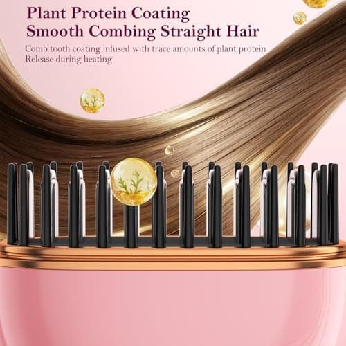 Mini Hair Straightener Brush, Rechargeable Portable Hair Straightener Brush, 3-Speed Temperature Control All Hair Types, Anti Scald Shell,Fast Heating Hot Comb, Idea for Travel Gift Hair Straightener - Thumbnail 5