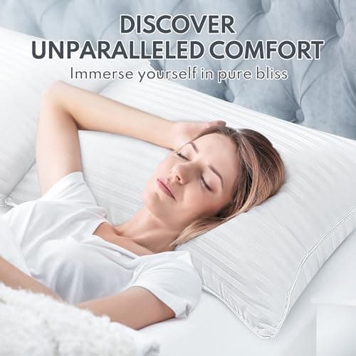 HEYCUZI Queen Size Bed Pillows Set of 2 - Breathable Premium Down Alternative Sleeping Pillows for Side, Back, and Stomach Sleepers Fluffy Hotel Quality Soft Microfiber Fill Cooling Skin-Friendly - Thumbnail 2