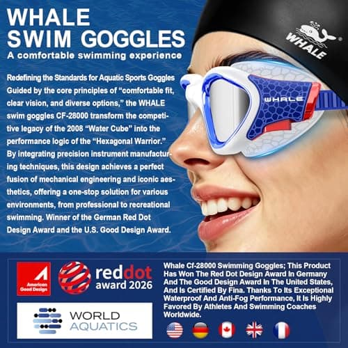 Whale Swim Goggles Polarized Anti-Fog Lenses, Unisex | 100% UV Protection | Anti-Fog Design (Glacier Blue; Polarized Lens) - Thumbnail 2