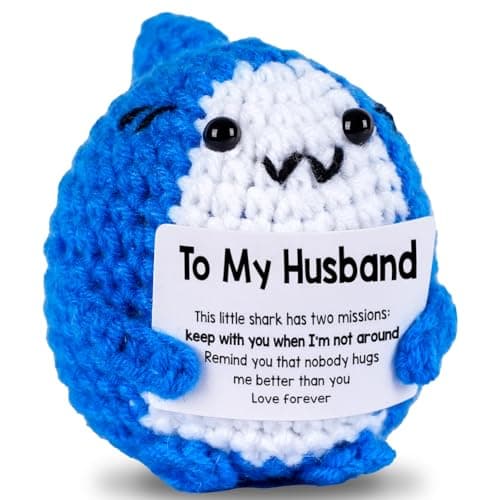 LLCJYYCY Gifts for Men - Positive Crochet Animals with Encouragement Card, Emotional Support Crochet Gifts for Him, Husband, Birthday Anniversary Christmas