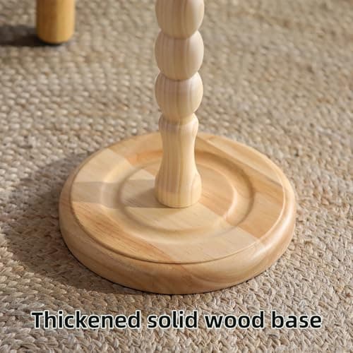 Aboacent Rattan Small Side Table, Round Drink Table for Small Spaces, Boho Accent End Table with Solid Wood Leg for Living Room, Nightstand Table for Bedroom, Corners - Thumbnail 5