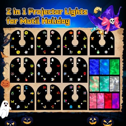Christmas Projector Lights Outdoor - 2-in-1 HD Holiday Light Projector with Remote Control & Timer, IP65 Waterproof, 10 Slides & 10 Colors Ocean Wave Effects for Yard, Garden, House, Xmas Decorations - Thumbnail 3