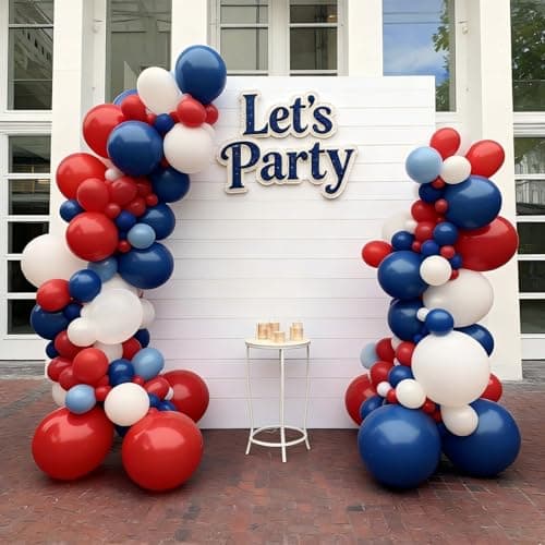 Red White and Blue Balloon Garland Arch Kit Double Stuffed Blue Balloons for Spring 4th of July Graduation Nautical Baseball Patriotic Birthday Party Decorations - Thumbnail 6