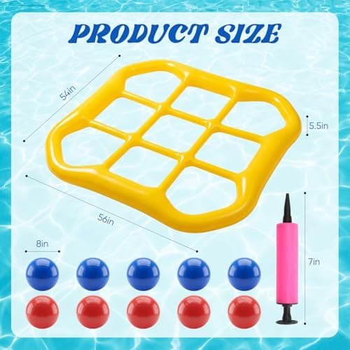 mcgskl Pool Toys Pool Games, Inflatable Tic-Tac-Toe Pool Toy with 10 Balls, 2-10 Players Floating Water Game for Adults Teens Kids, Summer Pool Party Water Toys - Thumbnail 2