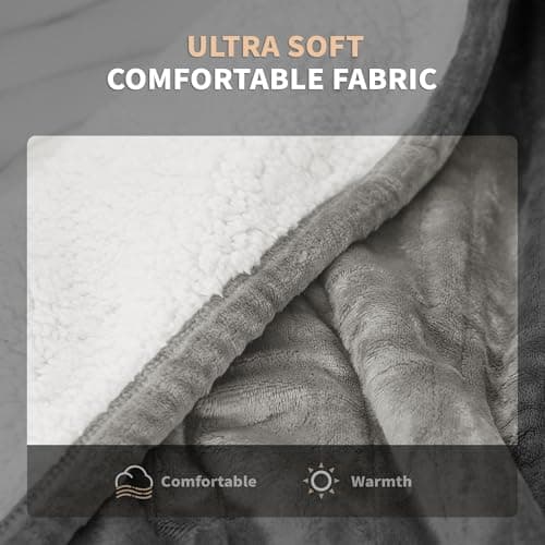 JET'S HOME Heated Blanket 50"x60" - ETL&FCC Certified Flannel Electric Blanket Machine Washable Heating Throw with 5 Heating Levels 3 Hours Auto-Off Overheating Protection (Grey) - Thumbnail 3