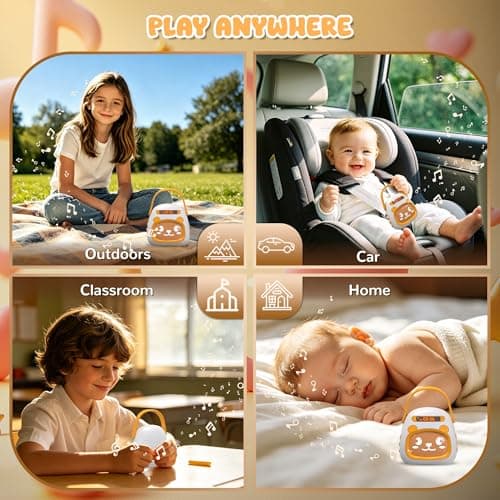 FUTESI Portable Kids Music Player for Toddlers, Preloaded Stories Music Lullabies & White Noise, Mini Toddler MP3 Player with Bluetooth Speaker, Travel Sound Machine for Baby Kids with Strap & Ring - Thumbnail 6