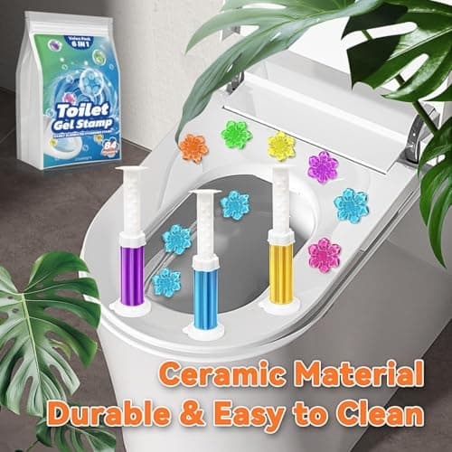 Gihen 84 Flowers Toilet Cleaner Gel Stamps- (6 in 1) Air Freshener, Effective Deodorizer, Long Lasting Fragrance for Bathroom, Toilet Bowl - Thumbnail 2