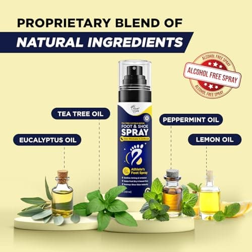 Foot Cure Shoe Deodorizer Spray - Tea Tree & Citrus Shoe Deodorizer for Smelly Feet, Athletes Foot Spray Odor Eliminator and Sweat Control | Removes, Controls & Prevents Odors - 120ml Made in USA - Thumbnail 3