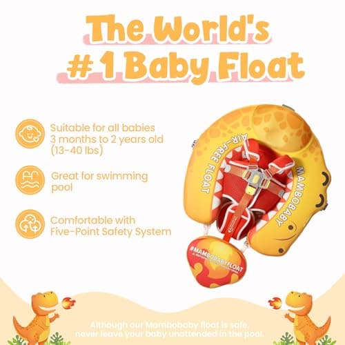 Mambobaby Float Non-Inflatable Baby Float with Canopy Five-Point Safety System 3D Canopy(Detachable) UPF 50+ Infant Pool Floats 3-24 Months Air-Free Pearl-Foam Dual-Mode Toddler Swim Floaties - Thumbnail 2
