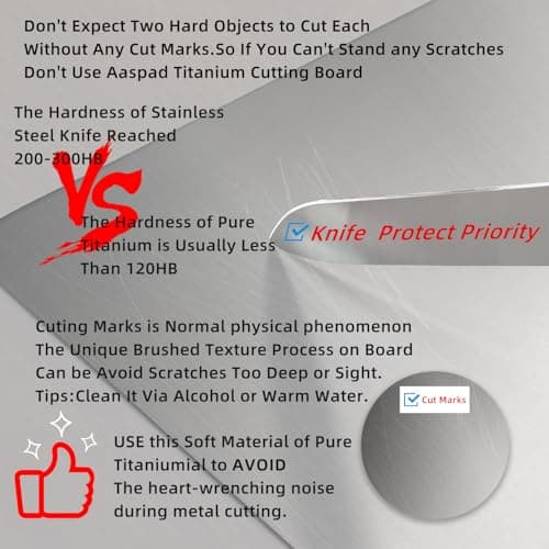 Aaspad Pure Titanium Cutting Board Non-Toxic for Kitchen Washable Portable Lightweight Metal Chopping Board Dishwasher Safty Suit for Home Cooking and Outside Camping - Thumbnail 4