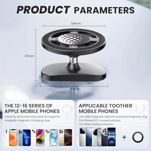 Arsatbs Magnetic Golf Cart Phone Holder, N55 Strong Magnetic Mount, 1-Second Snap-On, 360° Rotation, Compatible with MagSafe iPhone & Android Phones, Fits EZGO Club Car Yamaha, Golf Accessories Gift - Thumbnail 5