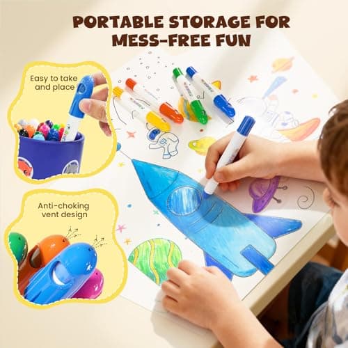 JUPITEARTH 26 Colors Rocket Tempera Paint Sticks with 120 PDF Coloring Pages, Quick Drying, Non-Toxic and Washable Paint Sticks for Kids and Students, Art Supplies for Drawing on Paper and Canvas - Thumbnail 4