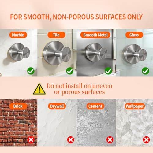 2026 Upgraded Drill-Free Suction Cup Hooks, Stainless Steel Suction Cup Hooks for Shower, Mirror, Wall, Bathroom, Glass, Hanging Towels - 4 Pack - Thumbnail 3