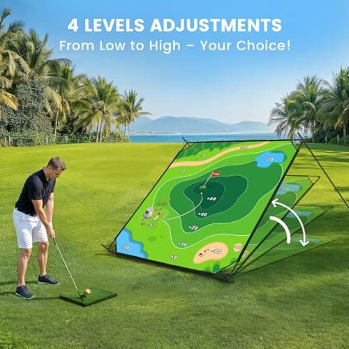 Battle Golf Chipping Game Mat, 59x59 inch Double Sided Golf Hitting Mat Outdoor Indoor Adjustable Golf Games Mat, Score Sticky Playing Golf Balls for Home Backyard Garage Game, Gift for Young Adults - Thumbnail 3