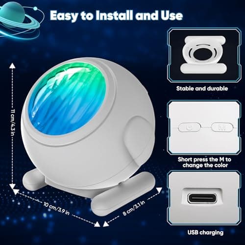 Pedica Northern Lights Projector, Aurora Projector Birthday Gifts for Women Gifts for Teenage Girls Boy, Galaxy Projector for Bedroom (White with 7 Lights) - Thumbnail 5