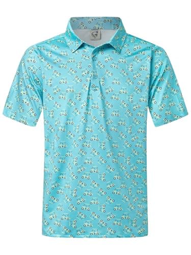 Hardaddy Mens Golf Polo Shirts Dry Fit Short Sleeve Print Patterns Moisture Wicking Collared Funny Golf Shirts for Men Green L - Image 1