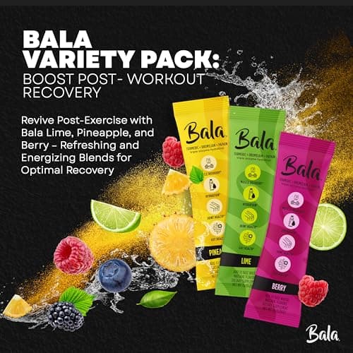 Bala Total Body Wellness Drink Mix, Hydrate & Recover Variety Pack, Pineapple, Lime & Berry, 4 Per Flavor, Zero Sugar Electrolytes Powder Packets with Enzymes & Amino Acids, Turmeric Drink, 12 Count - Thumbnail 3