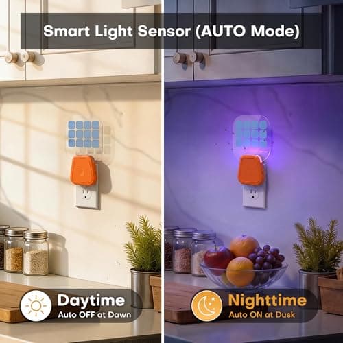 Fruit Fly Traps,Plug in Fly Trap with UV Light & Glue Cards,Fly Trap Indoors for Gnats, Mosquitoes,Moths & More,Insect Trapper for House Kitchen Garage, 2 Pack & 6 Refills - Thumbnail 4