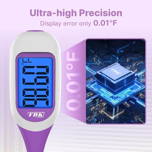 FDK Basal Body Thermometer for Ovulation, Large Dual-Color Backlit Display & 1/100th Degree High Precision, Accurate BBT Thermometer with Memory Recall Fertility Thermometer for Women Natural Tracking - Thumbnail 3