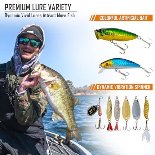 THKFISH 130PCS Compact Fishing Tackle Kit, All-in-One Fishing Gear Lure Bait Accessories Kit for Freshwater Bass Trout, Perfect Father Day Gifts for Men Dad Anglers - Thumbnail 4