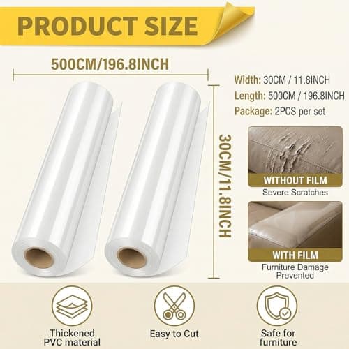 2 Pack Anti-Cat Scratch Furniture Protector, Single-Sided Sticky Couch Protector for Cats Claws,Cat Scratch Furniture Protector,Cat Scratch Furniture Door Protector for Sofa Tables (196.85" x 11.81") - Thumbnail 6