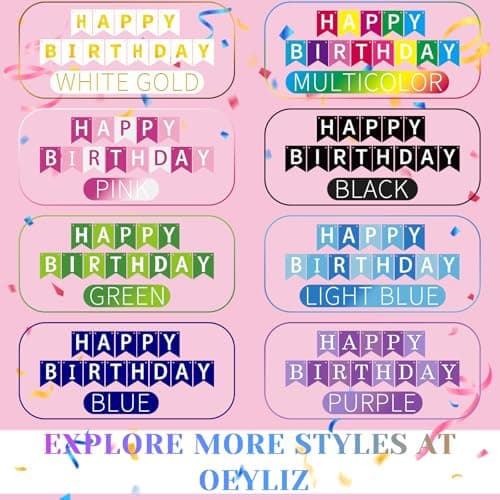 Oeyliz Happy Birthday Banner Black Happy Birthday Sign Birthday Decorations for Birthday Party Backdrop Wall Decor Black Birthdays Sign for Men Women Party Supplies - Thumbnail 6