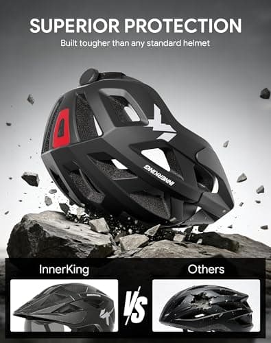 InnerKing Adult Bike Helmet and Cycling Sunglasses Set, Safety Certified Mountain Bicycle Helmet with UV Protection Glasses & Rear Light, Commuting Road Bike Helmet with Visor for Men Women - Thumbnail 5
