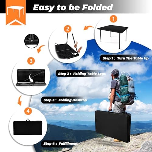 Outspurge 34" Folding Table, Portable Square Camping Card Table with Collapsible Legs & Carrying Handle, Plastic Tables for Outdoor Cooking,Camping,Picnic, Office, Party,Black - Thumbnail 4