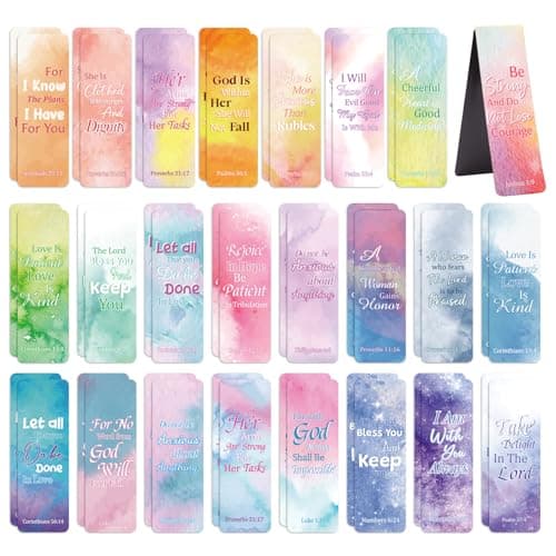 WSICSE 48 Pcs Bible Verse Magnetic Bookmarks, 24 Christian Scripture Double Sided Book Marks for Reading Women Students Teachers School Church Office Gifts - Image 1