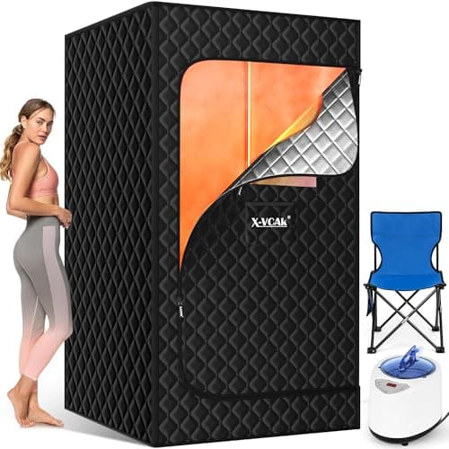 X-Vcak Upgraded Portable Sauna for Home，Relaxation, Steam Sauna for Home with Steamer, Remote Control, Folding Chair, 9 Levels - Image 1