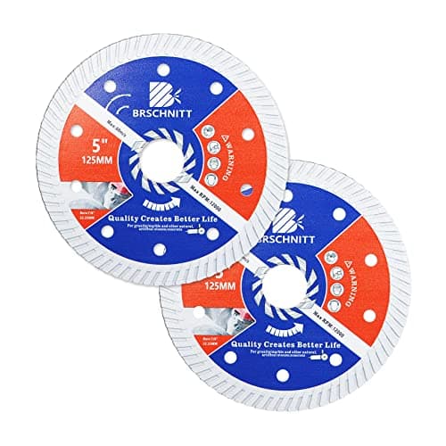 BRSCHNITT Diamond Blade for Concrete Masonry,2pcs 5 Inch (125mm) with Arbor 7/8" Dry/Wet Continuous Rim Diamond Cutting Disc for Granite Marble Stone Hard Concrete Reinforced Concrete