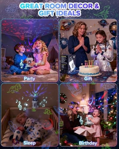 Rocket Night Light Projector for Kids Boys Toddlers Sensory Toys with Music&Films,Nightlight Lamp Astronaut Ceiling Star Projector 360° Rotation&Rechargeable,Birthday Gifts Kids Bedroom Room Decor - Thumbnail 4