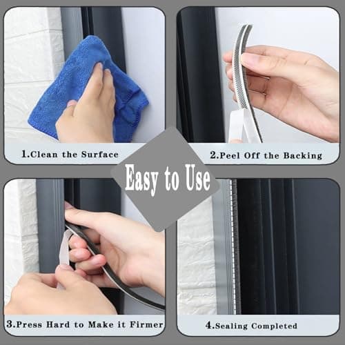 WEZKYLCG 40FT Weather Stripping Door Seal, Self-Adhesive Window Insulation for Winter, Door Frame Gap Filler Sealing Strip, Soundproofing, Dustproof (Gray, 0.35'' Wide X 0.2'' Thick) - Thumbnail 6