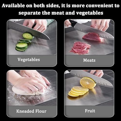 304 Stainless Steel Cutting Board, Non Toxic Cutting Boards for Kitchen, Dishwasher Safe and Hygienic Heavy Duty Chopping Board for Meat Vegetable Fruit(15"x 11",13"x 9",10"x 6") - Thumbnail 2