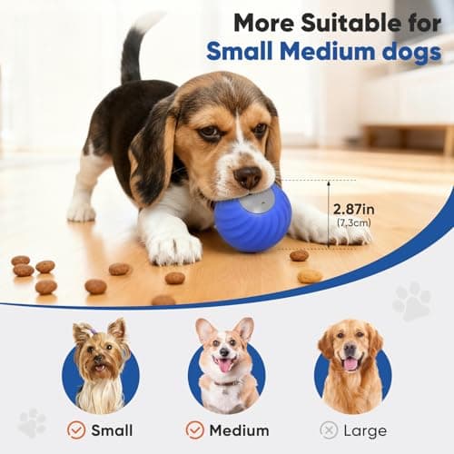 Petbobi Interactive Dog Ball, USB Rechargeable Moving Dog Toy for Treat Dispensing, 2.87" Blue Washable TPU Puzzle Ball, Interactive Dog Toys for Small & Medium Dogs, Boredom & Anxiety Relief - Thumbnail 4