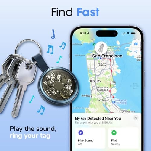 1 Pack Tracker for iOS and Android Bluetooth Tracker Smart Tags Compatible with Apple Find My (iOS) & Google's Find Hub Item Locator for Keys, Luggage, Wallet, Vehicles - Thumbnail 6