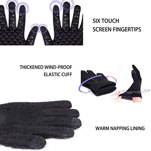 TRENDOUX Black Touchscreen Gloves for Men, Unisex Adult XL Big Hand Warm Thin Stretchy Gloves for Driving Running Hiking Office Computer - Thumbnail 3