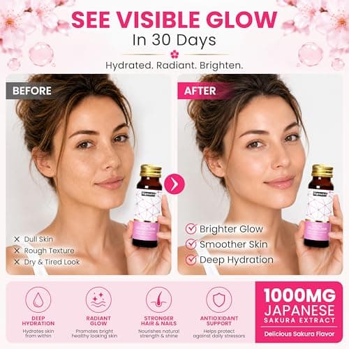 Sipnutri Sakura Collagen Drink - 3000mg Marine Peptides Liquid Shot for Women and Men, Hydrolyzed with Cherry Blossom & Mangosteen Extract, Supports Skin Hydration, Hair & Nail Health –1.69 fl oz x30 - Thumbnail 6